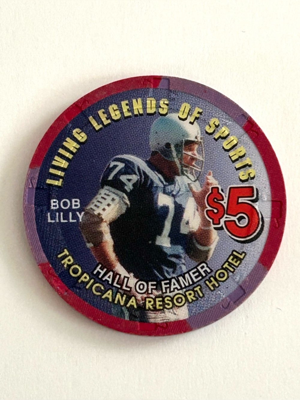 Bob Lilly Tropicana Las Vegas $5 Casino Chip Living Legends of Sports